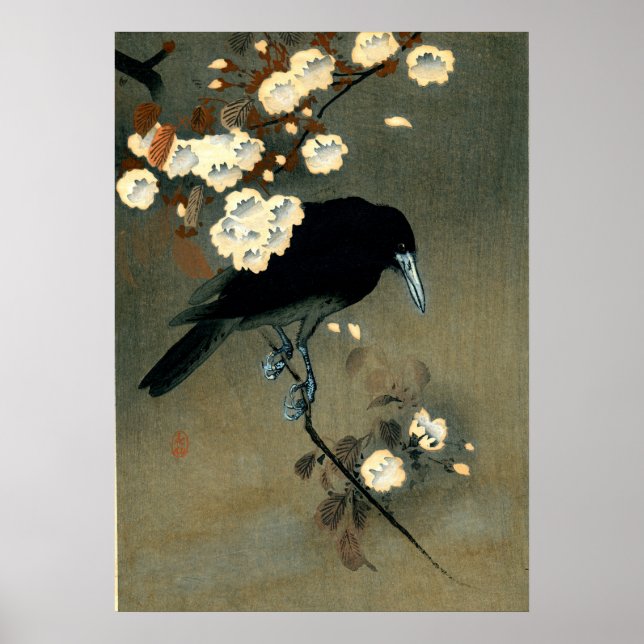 Poster Crow & Blossom por Ohara Koson (1910) (Frente)