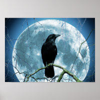 Crow Raven Moon Night Gótica Fantasia Incrível