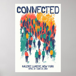 Poster Crowd Illustration Art Print Connected Community