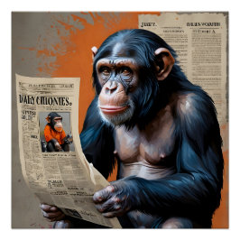 Póster Crowed Chimp Royalty" - Divertido Pop Art com Colo