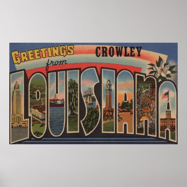 Póster Crowley, Louisiana - Cenas com Letras Grandes (Frente)