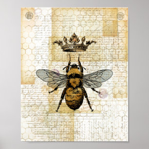 Poster Crowned Bee Collage