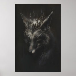 Poster Crowned Silver Fox Art Printable, Wild Animal Wall