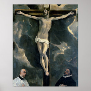 Póster Crucificação com dois doadores, c.1580 (óleo em ca
