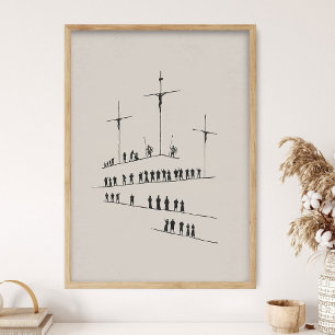 Poster Crucificação de Cristo, Velha Cruz Escarpada, Arte