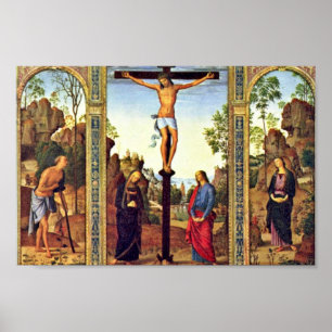 Póster Crucificação do Triptych de Galitzine da vista