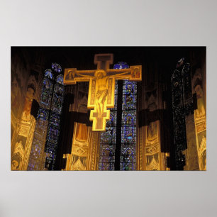 Poster Crucifixo acima do altar alto nos Papais noeis