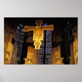 Poster Crucifixo acima do altar alto nos Papais noeis