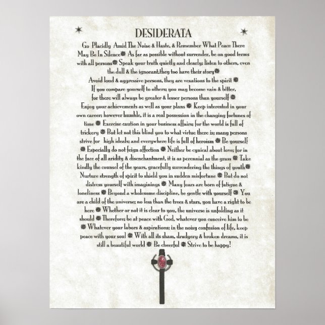 Póster Crucifixo do cetro DESIDERATA (Frente)