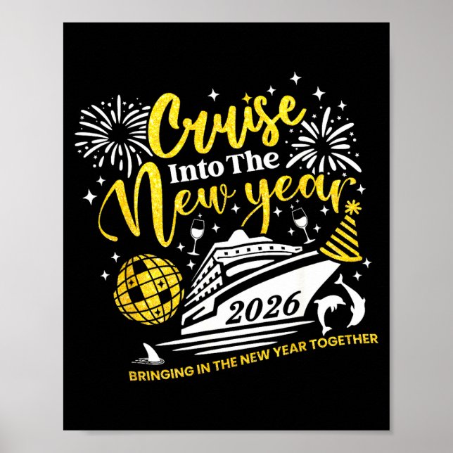 Poster Cruise Into The New Year Funny 2026 Cruise Ship Wo (Frente)