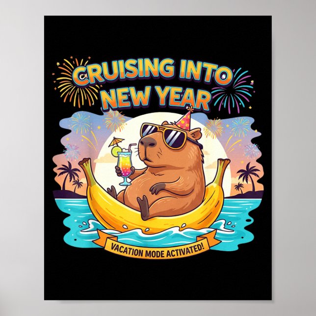 Poster Cruising Into 2026 New Years Eve Party Matching Fa (Frente)