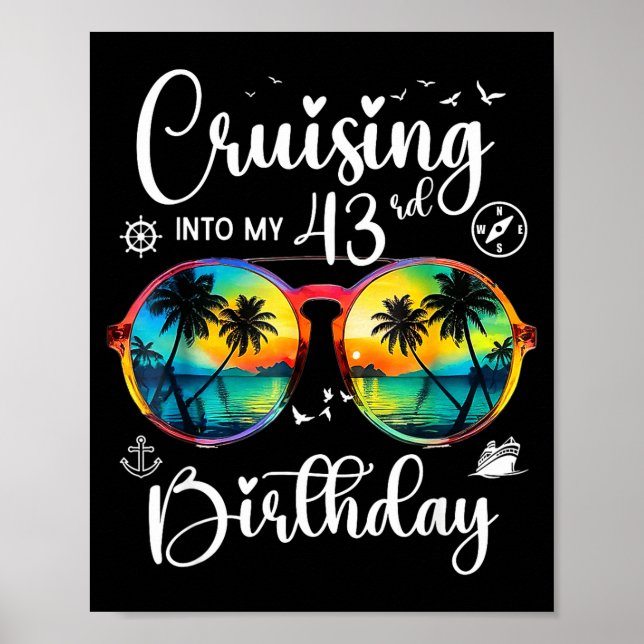 Poster Cruising Into My 43rd Birthday Trip Vacation Cruis (Frente)