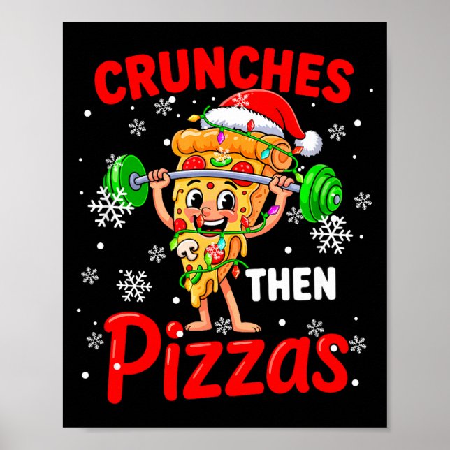 Poster Crunches Then Zzas Xmas Santa Zza Weightlifting Gy (Frente)
