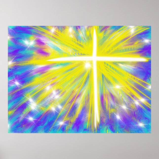 Póster Cruz abstrata da ressurreição da Páscoa (Frente)