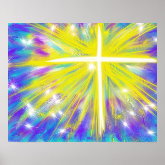 Póster Cruz abstrata da ressurreição da Páscoa (Frente)