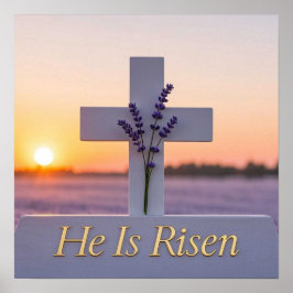 Poster Cruz branca minimalista adornada com lavanda