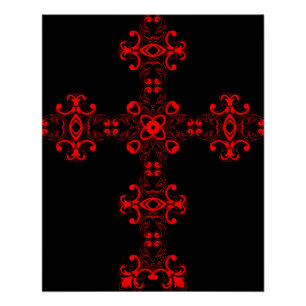 Póster Cruz com ornamento vermelho