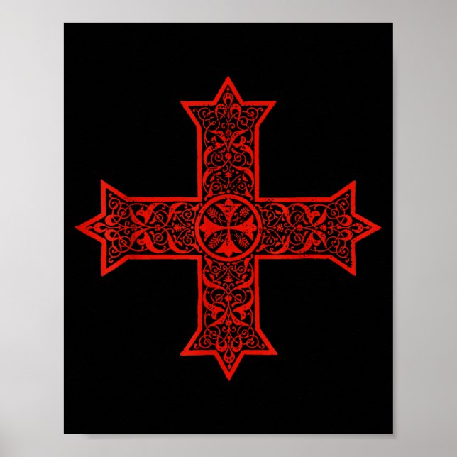 Poster Cruz Copta Igreja Ortodoxa Copta Cristo Oriental (Frente)