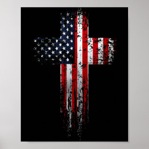 Poster Cruz Cristã Bandeira Americana EUA 
