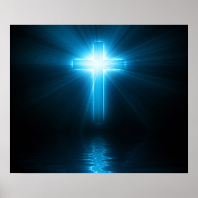 Poster Cruz Cristã com Luz Azul (Frente)