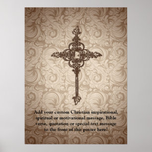 Póster Cruz Cristã Rolo Elegante c/ Fundo Espiral