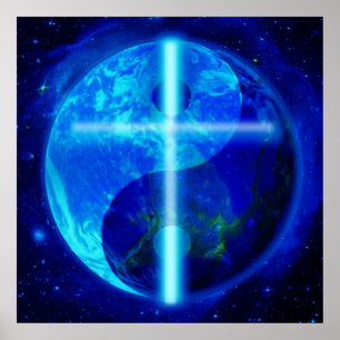 Poster Cruz de incandescência da terra de Ying Yang