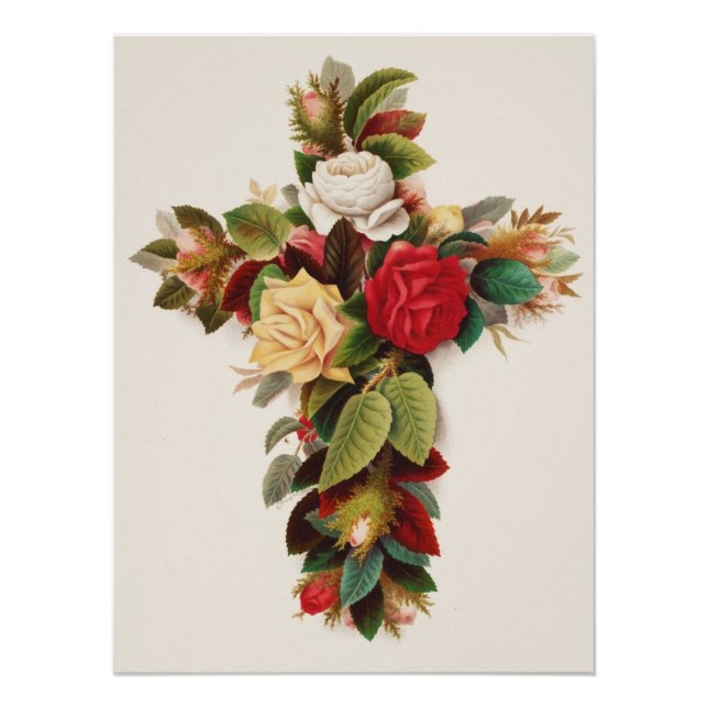 Póster Cruz de rosas, ilustração da era vitoriana (Frente)