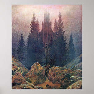 Poster Cruz e Catedral Caspar David Friedrich