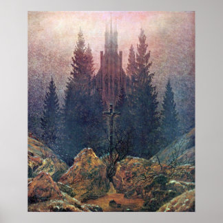 Poster Cruz e Catedral Caspar David Friedrich