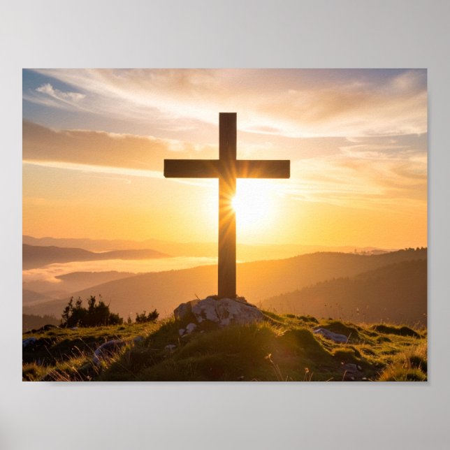 Poster Cruz em uma colina (Frente)