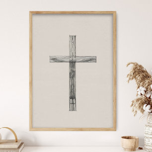 Poster Cruz Minimalista, Arte de Jesus, Arte de Parede de