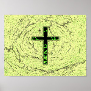 POSTER CRUZ NEGRA E VERDE COM FUNDO MARÁVEL