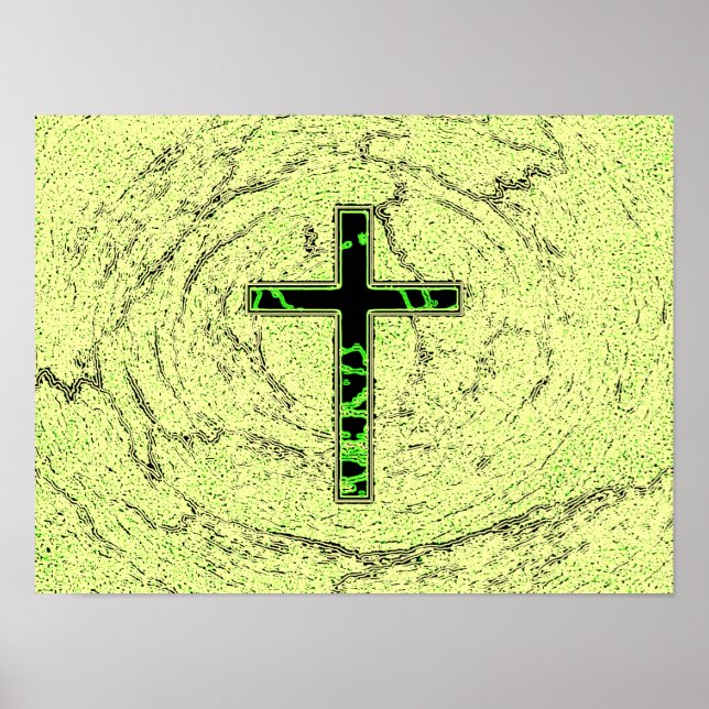 POSTER CRUZ NEGRA E VERDE COM FUNDO MARÁVEL (Frente)