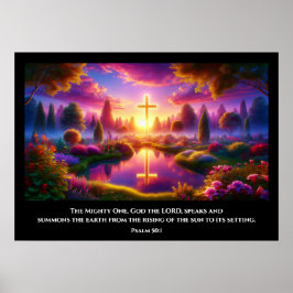 Poster Cruz ouro em um Jardim Tropical Celestial