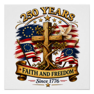 Póster Cruz Patriótica Fé e Liberdade 250 Anos