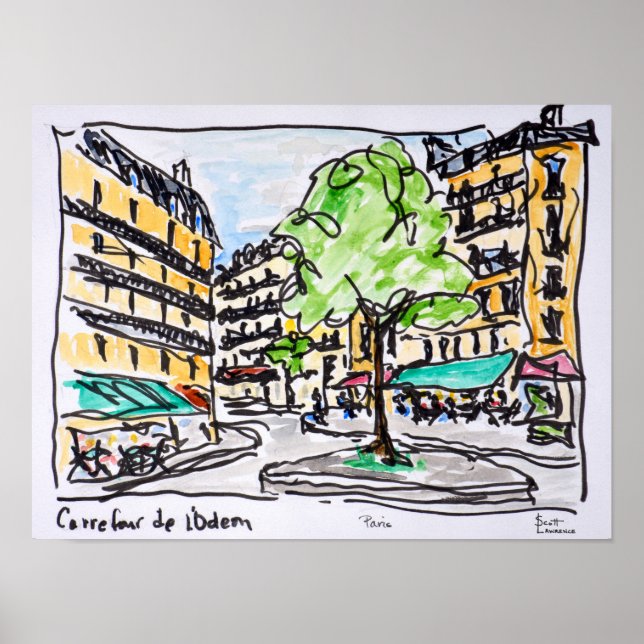 Póster Cruzamento do Odeon, Paris, França (Frente)