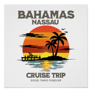 Póster Cruzeiro ao pôr do sol no porto das Bahamas