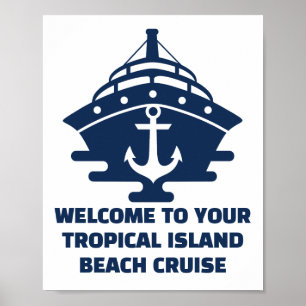 Poster Cruzeiro de Praia Personalizado Viagem Âncora Náut