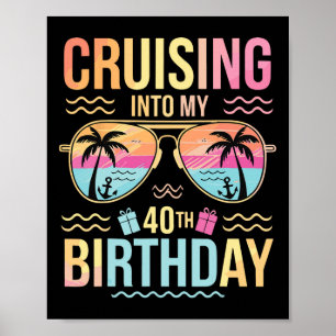 Poster Cruzeiro Para Meu 40º Aniversário Pôr do Sol Tropi