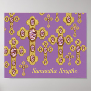 Poster Cruzes Amigadas com 6 Faux Purple Agates -