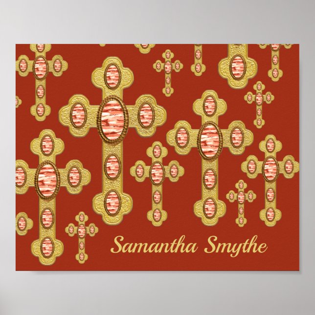 Poster Cruzes Amigadas com 6 Faux Red Agates - (Frente)