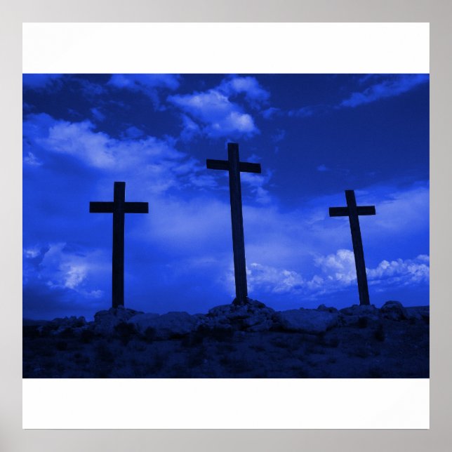 Póster Cruzes na Crucificação Calvária Arte Cristo Jesus (Frente)