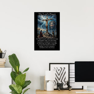 Poster Cruzifixão da Oração do Senhor Tempestade Relâmpag
