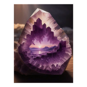 Póster Crystal Ametyst Fantasy Sunrise Paisagem