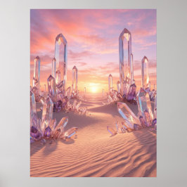 Poster Crystal Desert Sunset Fantasy Art