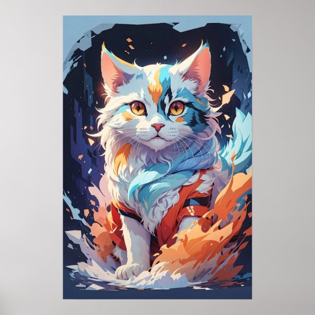 Poster Crystal Fantasy Cat Trabalho de arte (Frente)