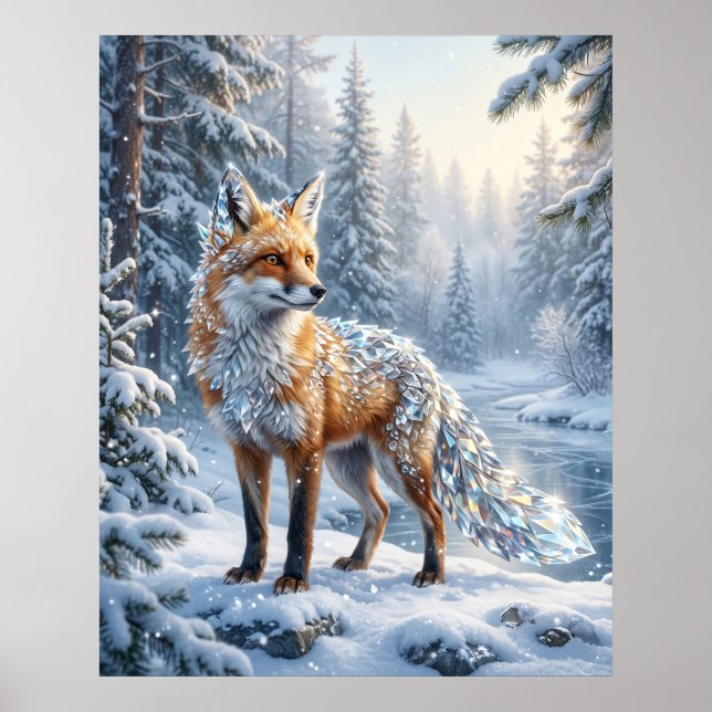 Poster Crystal Fox Winter Pines (Frente)