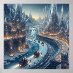 Poster Crystal Ice World Fantasy Art