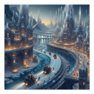 Póster Crystal Ice World Fantasy Art Glossy Poster