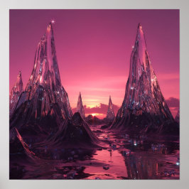 Poster Crystal Peaks under a Vibrant Pink Sunset